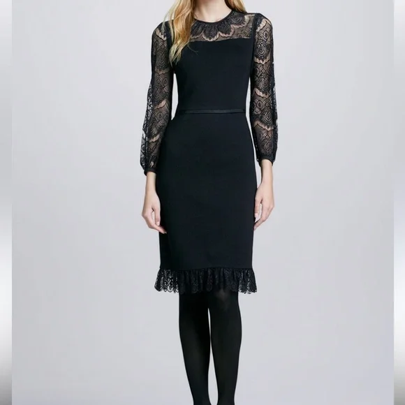 Tory Burch Tiana Black Lace sleeve Dress - Picture 6 of 12
